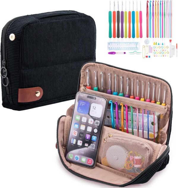 82Pcs Crochet Hook Set with Storage Case - Stand Up Crochet Hook Case with 20 Size Crochet Hooks & needles, Crochet Accessories - Crochet Needles Set for Crochet Lovers, Crochet Kit for Beginners - Image 2