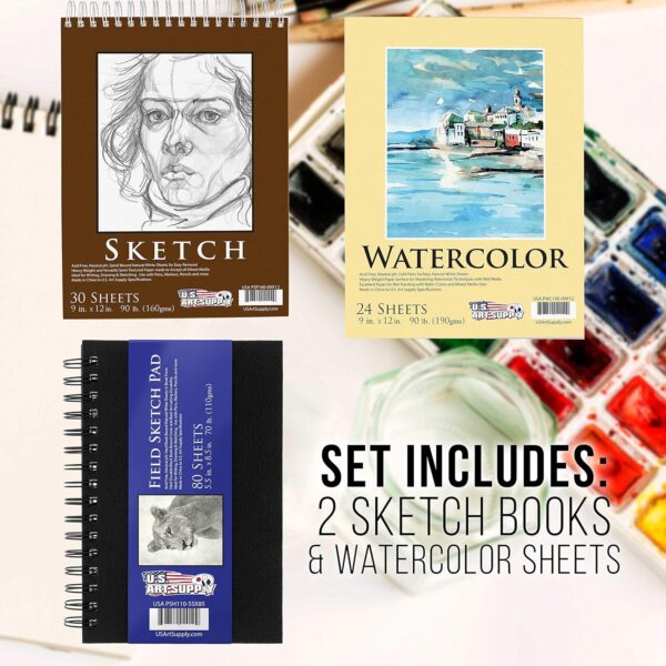 163-Piece Deluxe Art Supply Set with Paints, Pastels, Pencils, Easel, and Sketch Pads - Image 3