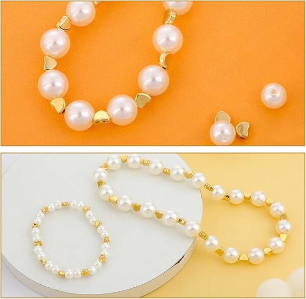 720PCS Pearl Beads for Bracelets Making, Jewelry Making Supplies for Adults, Bracelet Beads with Line, Small Pearl Beads and Gold Beads Beading Kit for Jewelry Making - Image 4